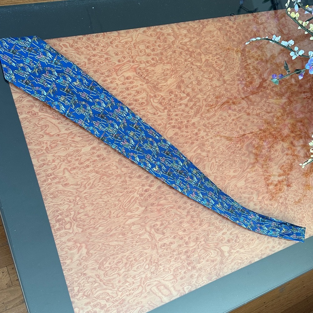 Dior Blue and Multicolor Patterned Tie